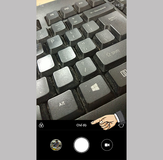 Vào chế độ máy ảnh